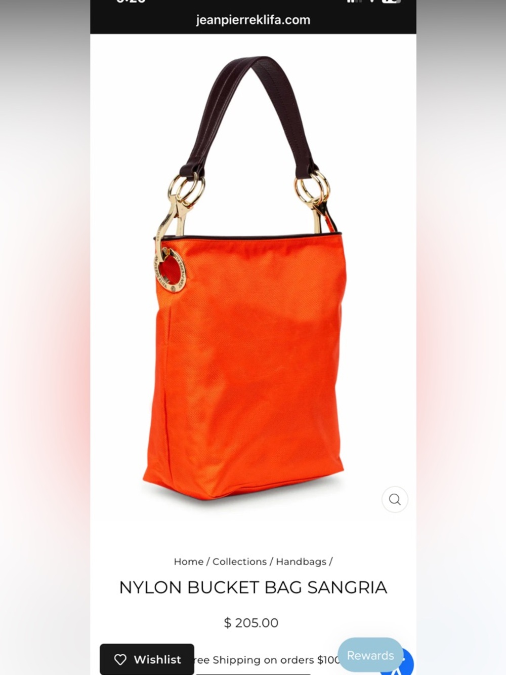 JEAN-PIERRE KLIFA, Nylon Bucket Bag Sangria, NWOT